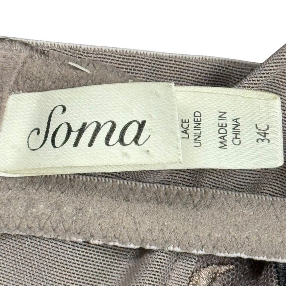 Soma Womens Brown Embroidered Lace Unlined Wired Back Close Sheer Bra sz 34C - Picture 16 of 16